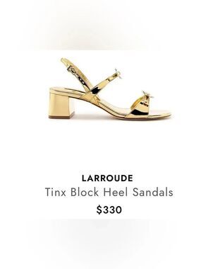 Larroude Tinx Metallic Gold Block Heel Sandals